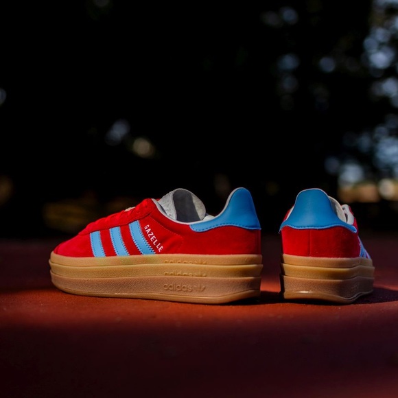 Adidas Women's Gazelle Bold Platform Shoes 'Res/Blue/Gum' Size 6-10 - Picture 7 of 11